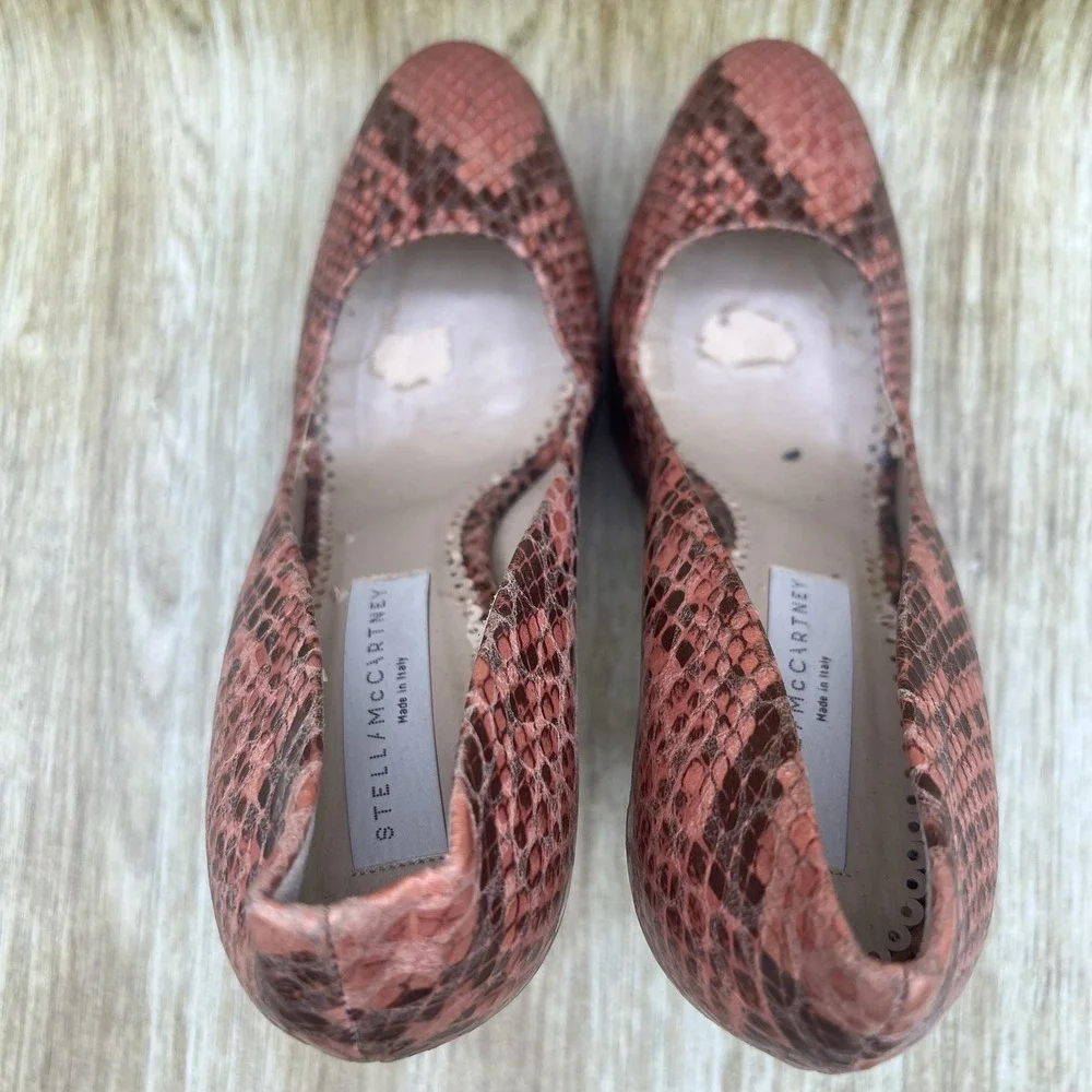 Stella McCartney Corinne Platform Pumps Womens Size 8 EU 38 Pink Snakeskin Heels